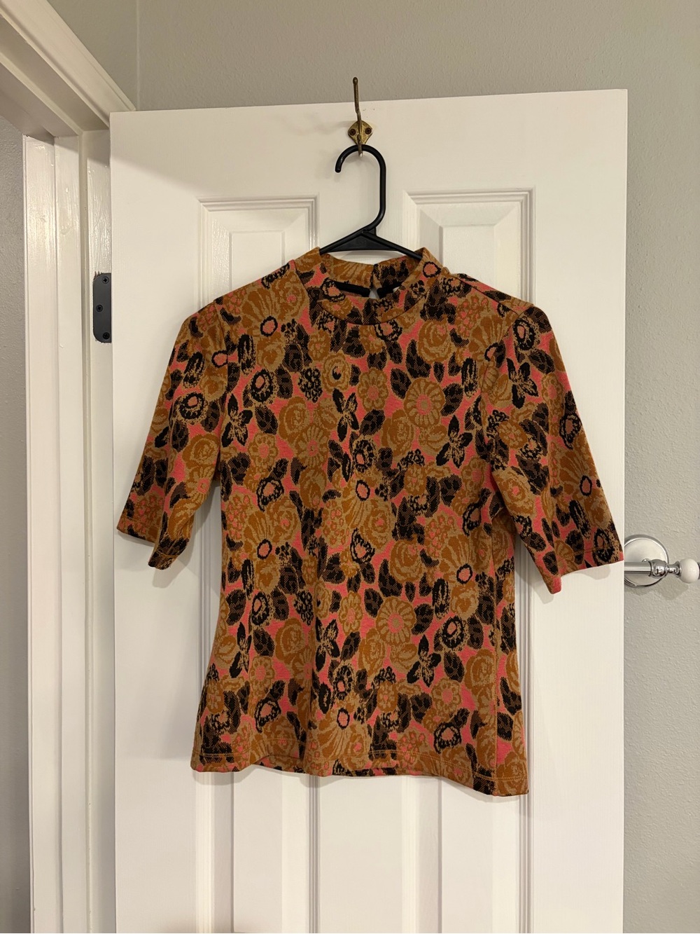 Anthropologie Maeve Floral Jacquard Mock Neck Top Small